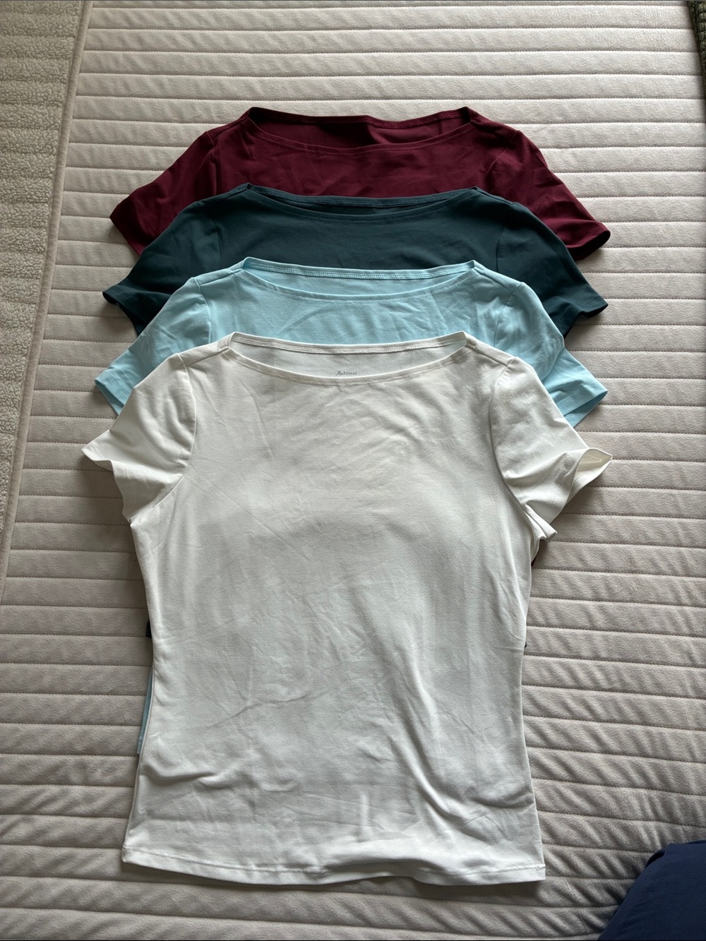 Women’s Scoop Neck Short Sleeve Tee - White, Light Blue, Teal, Burgundy